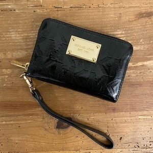 Michael Kors black patent leather wristlet /wallet